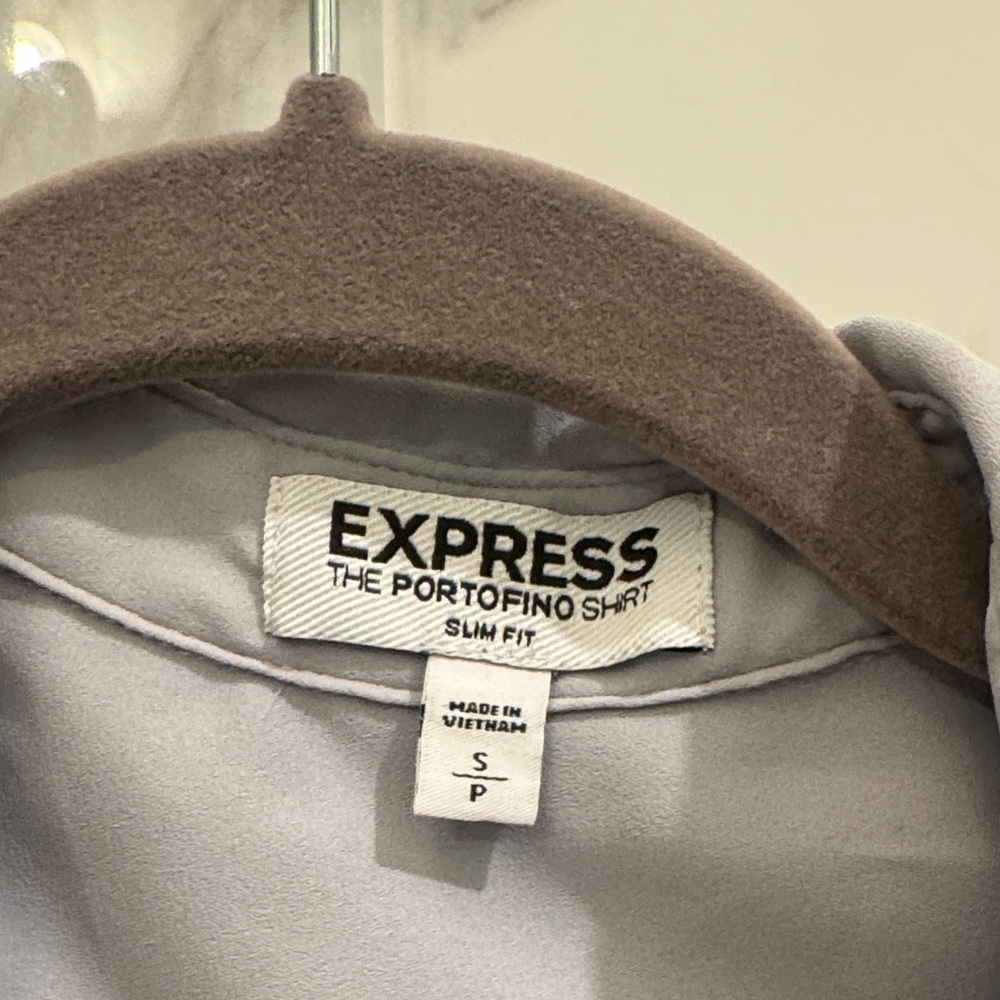 Express Light Gray Women's Button Down Shirt - Picture 2 of 4
